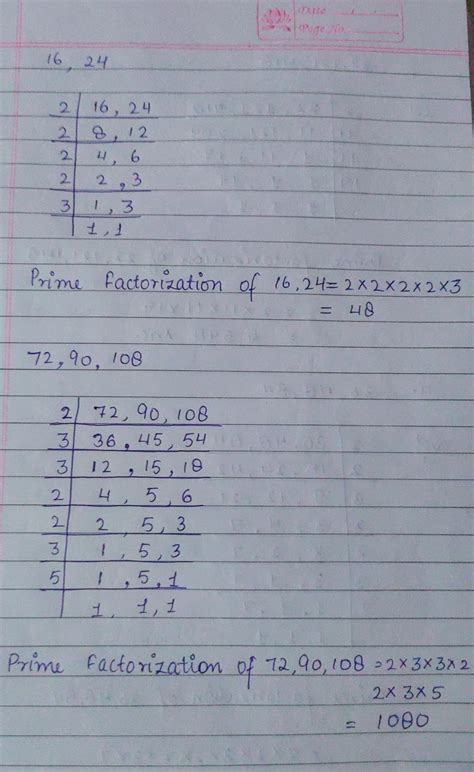 1. Find the LCM of the following numbersby prime factorization method ...