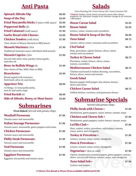 Menu for La Villa Italian Restaurant in Lynchburg, VA | Sirved