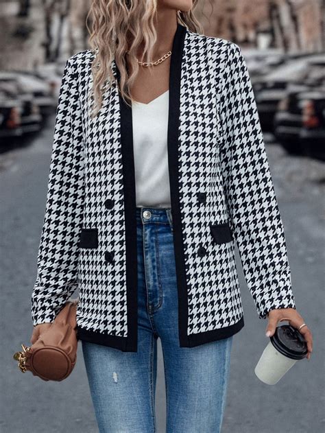 Casaco Impressão houndstooth Trespassado | Tweed blazer outfit, Fashion ...