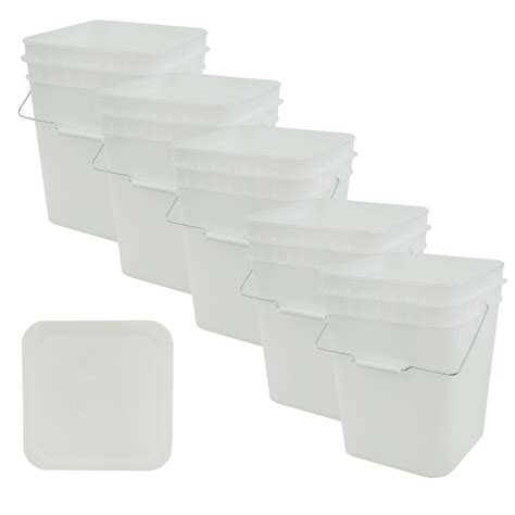 United States Plastic Buckets Tight Fitting Lids Storage 4 Gallon Pack ...