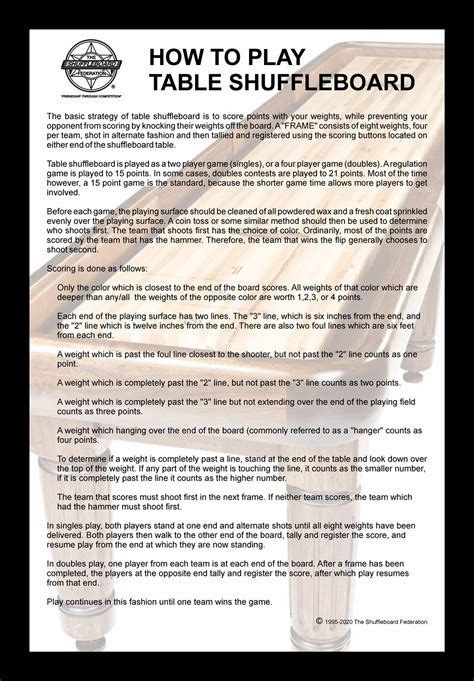 Table Shuffleboard Rules Foul Line | Cabinets Matttroy