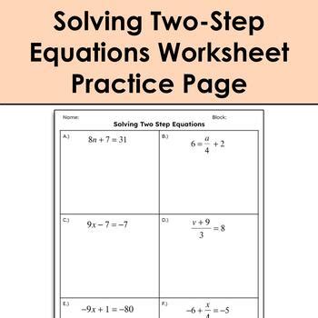 Image result for Solving Two-Step Equations Practice