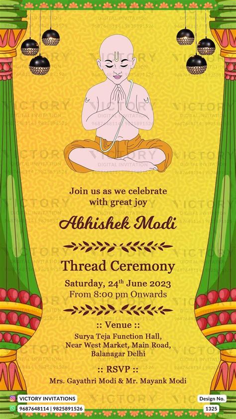 Thread ceremony invitation card in english language with yagnopaveet d ...