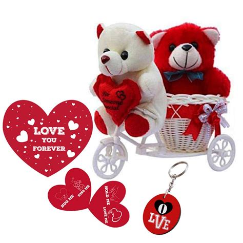 Buy SKYTRENDS Valentine Couple Gifts Teddy Bear Basket Cycle Gifts for ...