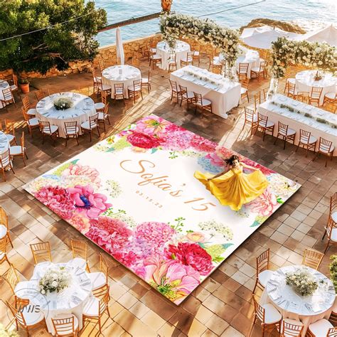Custom Quinceanera Dance Floor Wrap | Floral Dance Floor | Birthday ...