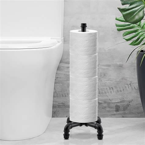 Amazon.com: Black Toilet Paper Holder Stand, Toilet Paper Holder Free ...
