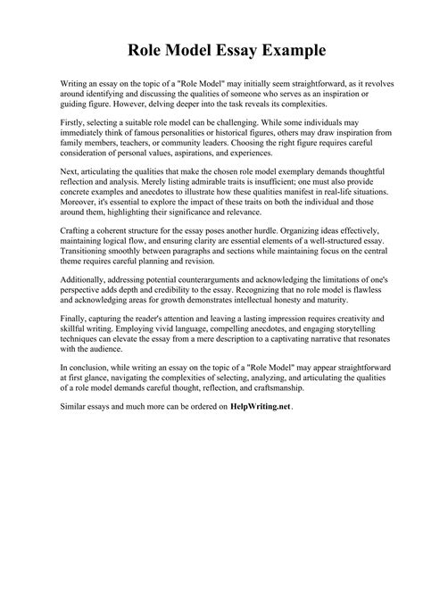 Role Model Essay Example. Valley College (West Virginia) | PDF
