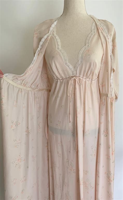 Christian Dior Nightwear Set Robe Nightgown Peignoir Long Floor Length ...