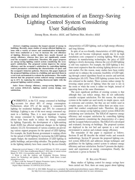 Design and Implementation of An Energy-Saving Lighting Control System Considering User ...