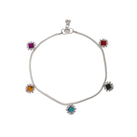 Buy Silvermerc Designs Silver Plated Ethnic Ankle Bracelet Payal for ...