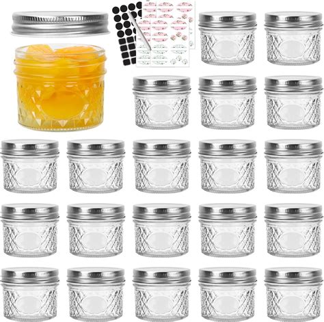 Amazon.com: 4 oz Mason Jar with Airtight Lids,20 Pack Wide Mouth Small ...