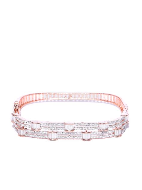 Buy Priyaasi American Diamond Square Shape Rose Gold Plated Bangle ...