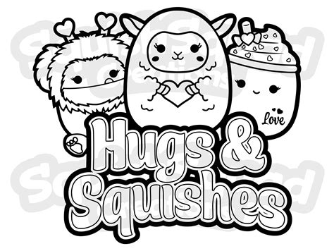 Squishmallow hugs squishes cute valentine s day coloring page printable ...