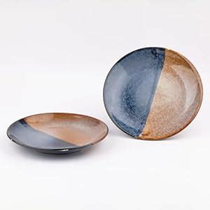 Buy Tyoohar Premium Ceramic Quarter Plates Blue Brown Set of 2 ...