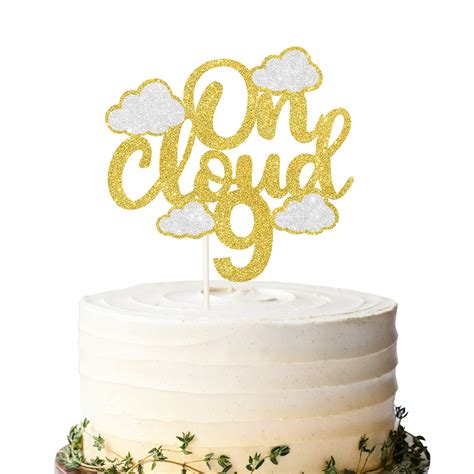 Buy On Cloud 9 Cake Topper, Glitter Nine Cake Decor, Happy 9th Birthday ...