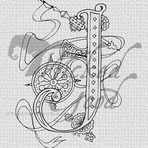 Steampunk Letter J | Etsy | Cat coloring book, Lettering, Doodle lettering