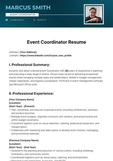 Event Coordinator Resume Sample