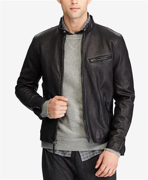 Polo Ralph Lauren Men's Café Racer Leather Jacket & Reviews - Coats ...