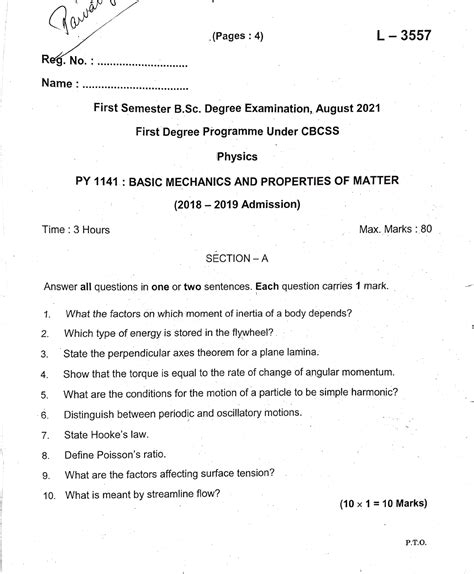 Core question 1 - Gbhh - awa (Pages : 4) L 3557 Reg. No. Name First ...