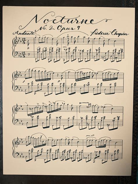Chopin Nocturne No.2 Opus 9 in E Flat Major Handwritten Sheet Music - Etsy