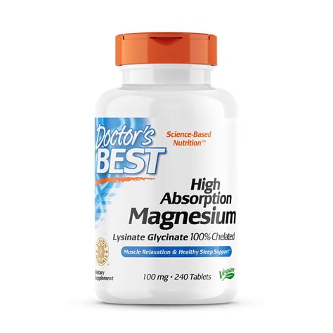 Doctor's Best High Absorption Magnesium Tablets, 100 Mg, 240 Ct ...