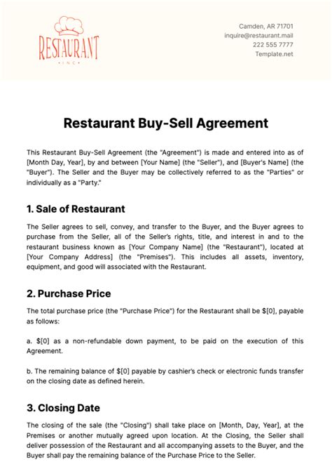Free Buy Sell Agreement Templates, Editable and Printable