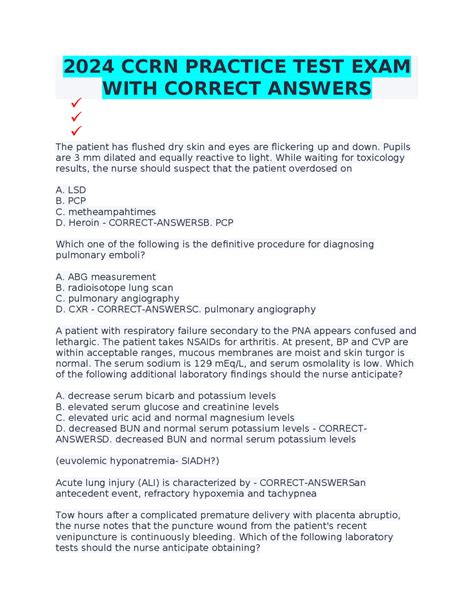 Ccrn Practice Questions