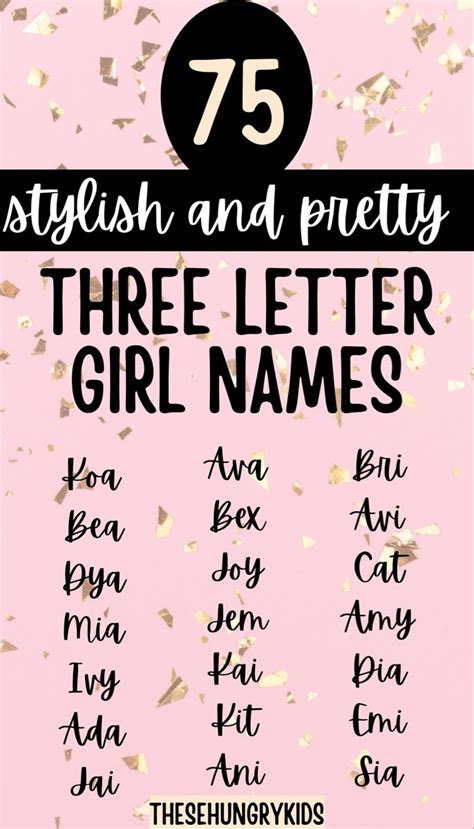 75 Gorgeous 3 Letter Girl Names | Girl names, Unique girl names, Sweet ...