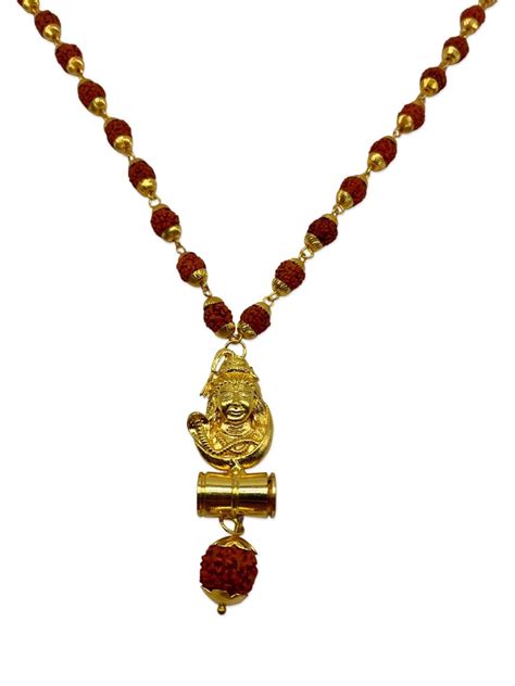 Gold Plated Rudraksha Mala Lord Shiva Big Locket – Digital Dress Room