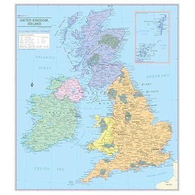 CoolOwlMaps Cool Owl Maps United Kingdom & Ireland Wall Map India | Ubuy