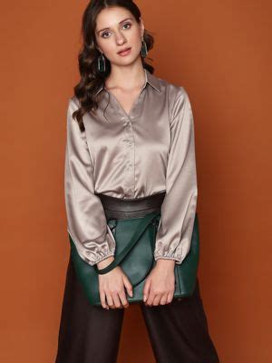 Buy VERO MODA Women Solid Grey Shirt Online