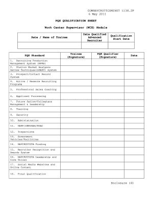 PQS Qualification Sheet - Blank Fillable Template | Fill Out, Print ...