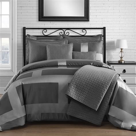 King & Queen Home Modern Frame Microfiber Lacquer 8-Piece Comforter and ...