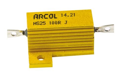 HS25 100R J Arcol | Arcol, 100Ω 25W Wire Wound Chassis Mount Resistor ...