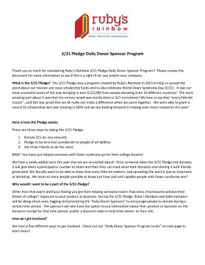 Fillable Online rubysrainbow 321 Pledge Daily Donor Sponsor Program ...