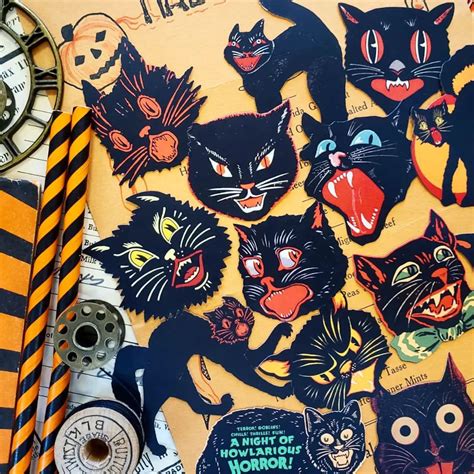 Vintage Black Cats Halloween High-quality Laser Reproductions - Etsy