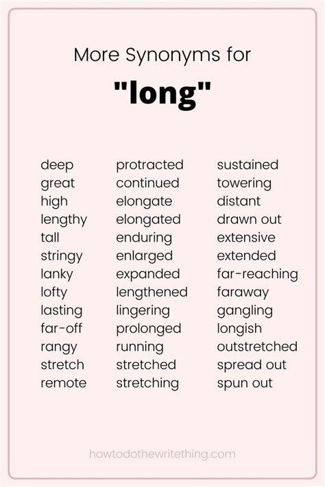 More synonyms for "long" | Writing Tips in 2021 | Essay writing skills ...