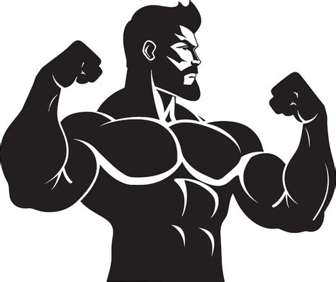 Flexing Dominance Black Vector Artwork of a Bodybuilders Achievement ...