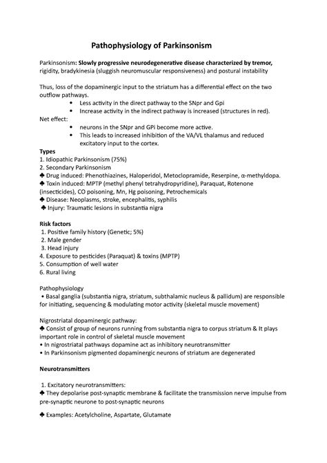 Pathophysiology of Parkinsonism - Pathophysiology of Parkinsonism ...