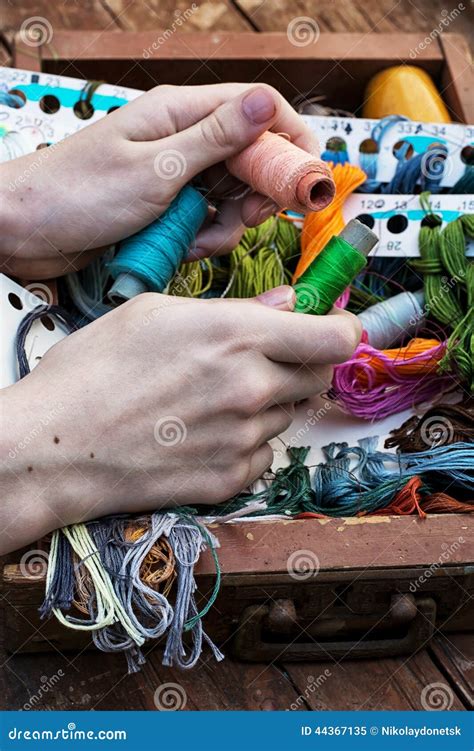 Needlework stock image. Image of work, coil, fabric, idea - 44367135