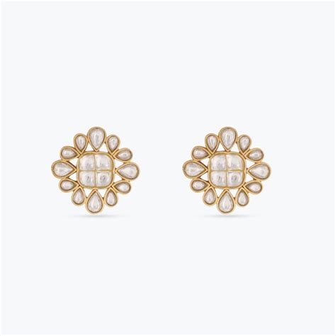 Buy Sevanthi Jadau Silver Stud Earrings | Paksha – Paksha India