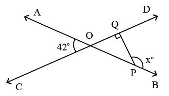 [Solved] In he figure \\triangle AOC = 42^{\\circ} and PQ is ...