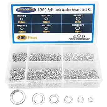 BUSY-CORNER Split Lock Washers, Stainless Steel Spring Lock Washer, M3 ...