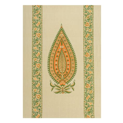 Ashoka Panel -Olive/Orange on Khaki with Coromandel border – Baro Market