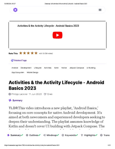 Summary of Activities & the Activity Lifecycle - Android Basics 2023 ...
