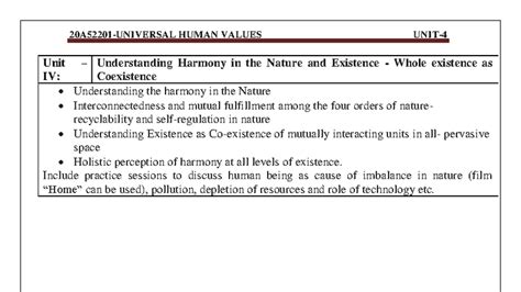 UHV Unit 4: Understanding Harmony in Nature and Existence - Studocu