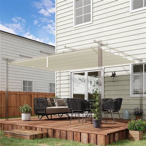 Outsunny Retractable Pergola Shade Cover, Replacement Canopy Fabric For ...