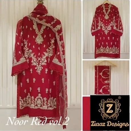 Ziaaz Designs Noor Red 2 Festive Wear Ready Made Collection