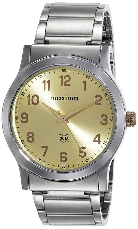 Maxima Analog Gold Dial Men's Watch - 49201CMGI : Amazon.in: Fashion