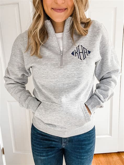 Monogram Pullover With Front Pocket Personalized Quarter Zip - Etsy